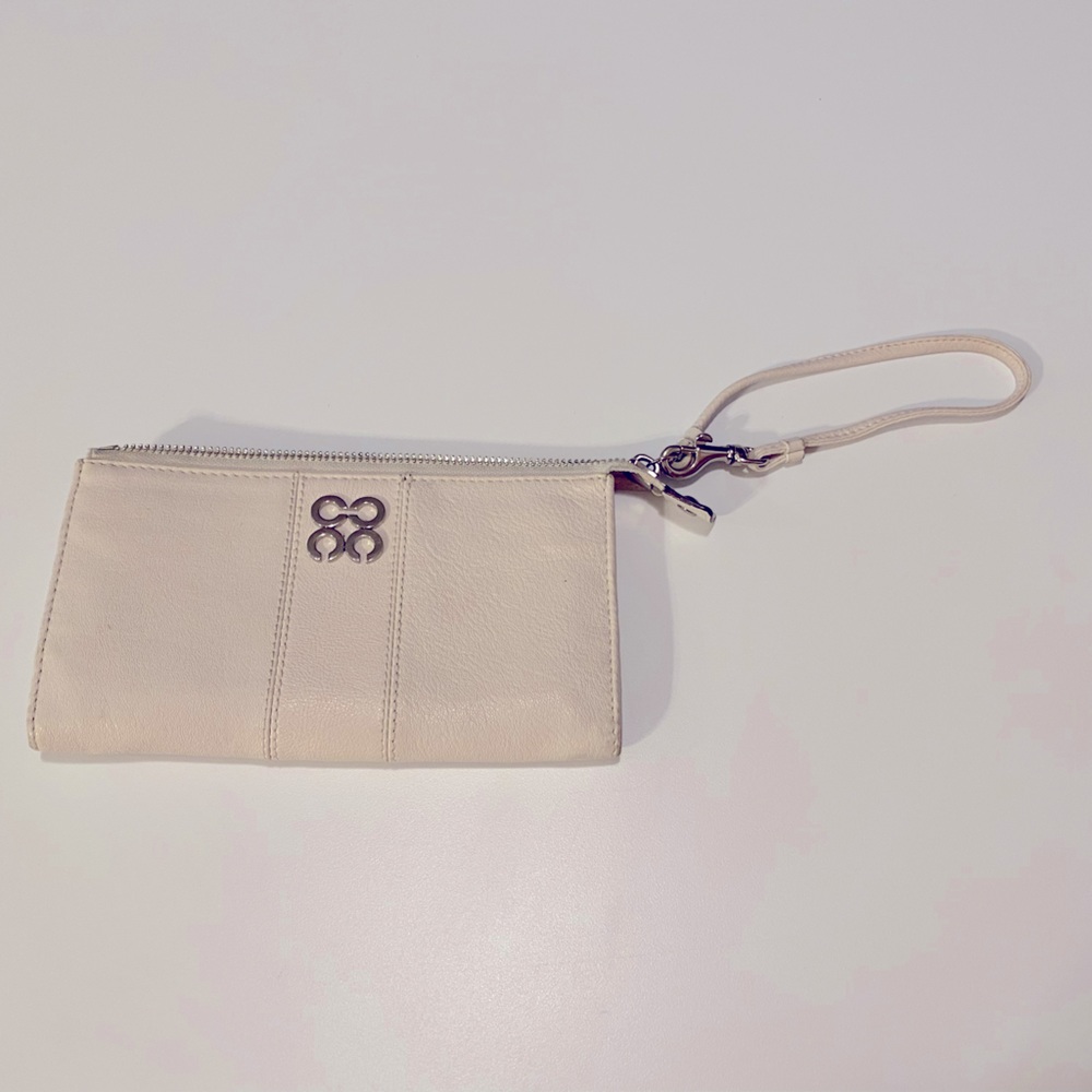 Coach cream leather wristlet